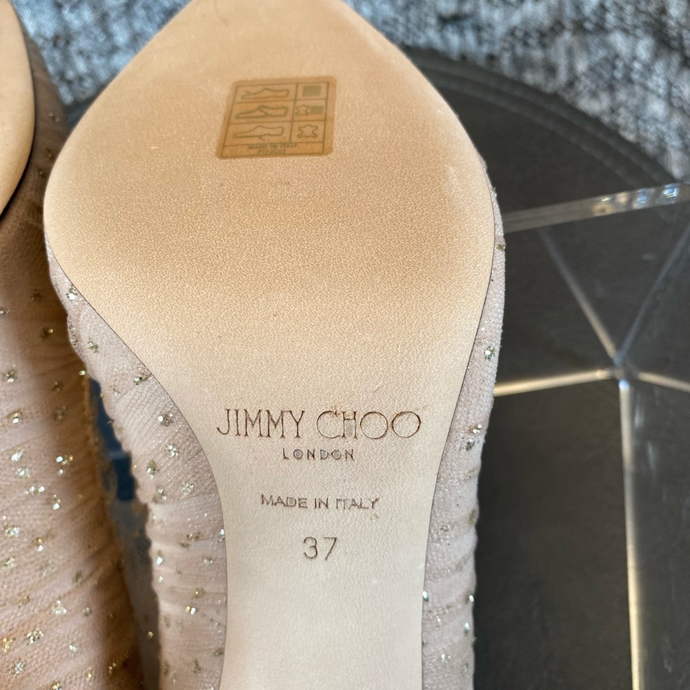 Jimmy Choo Lavish 100 Heels New 37 glitter tulle - Picture 12 of 14